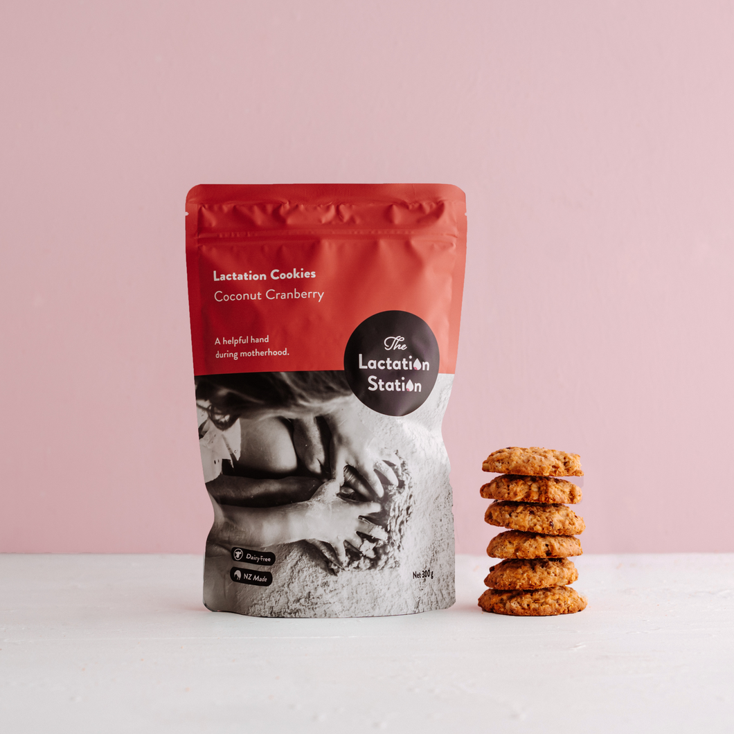 a stack of biscuits beside a packet