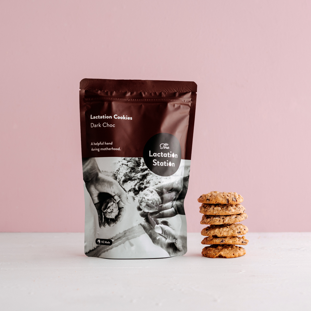 a stack of biscuits beside a packet