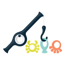 showing the boon fishing rod with three floating shapes