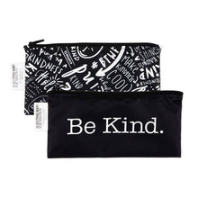 black background with white writing all over, black with white be kind
