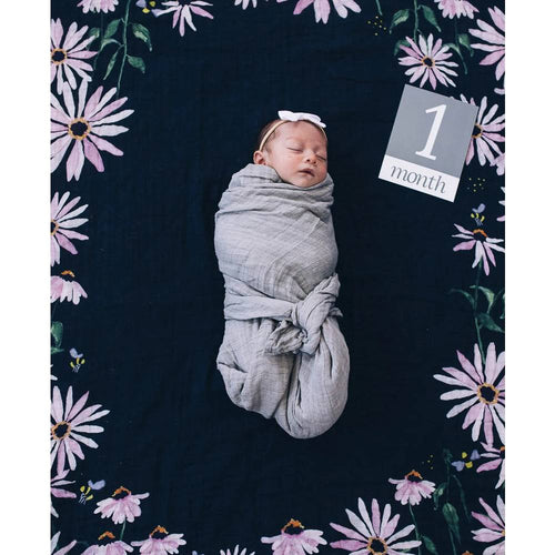 Little Unicorn Muslin Photo Blanket & Milestone Set