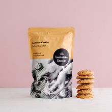 a stack of biscuits beside a packet