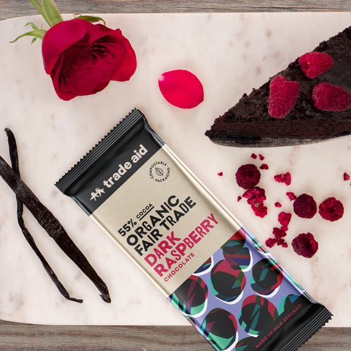 Trade Aid Organic 55% Dark Raspberry Chocolate - 100g