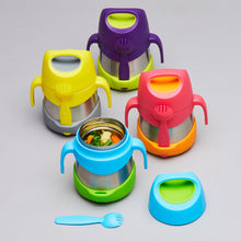 showing four colours of the b.box Stainless Steel Insulated Food Jar 